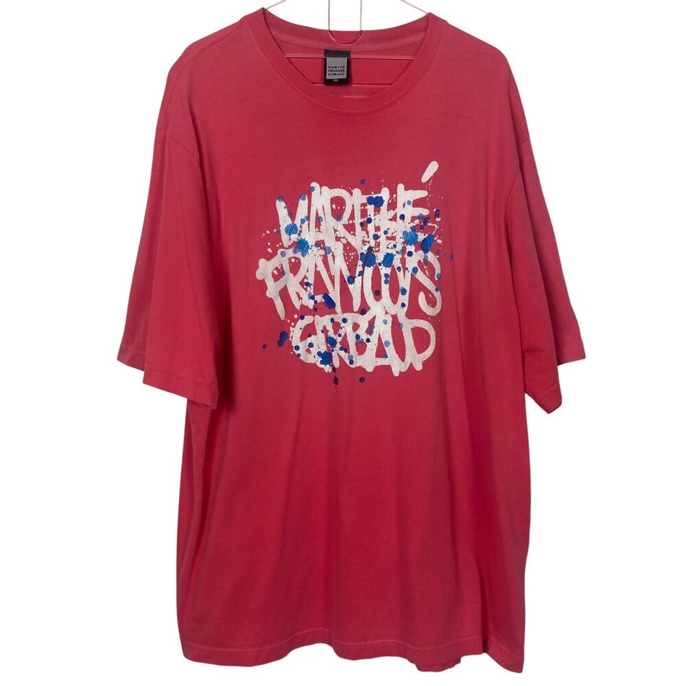 Vintage Marithé François Girbaud Graphic Print T Shirt XXL Pink Graffiti Y2K